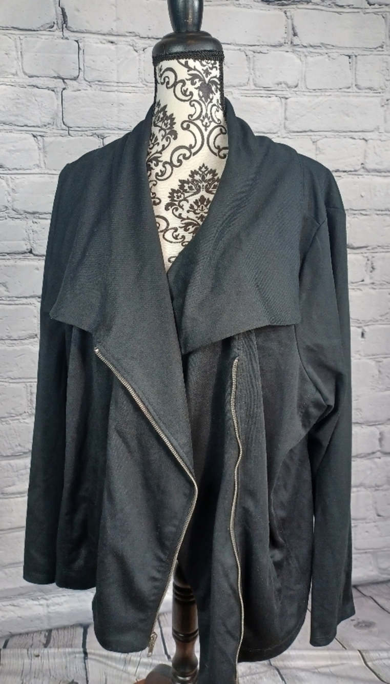 Established 1962 women's long sleeve moto jacket plus sz 3x pockets stretch BB15